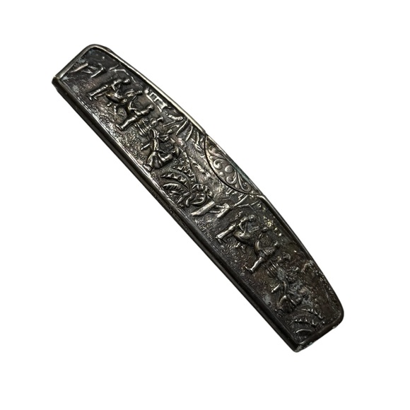 Antique Denmark Repousse Silverplate Case Comb outdoor farming Scene Hans Jensen - Picture 5 of 6